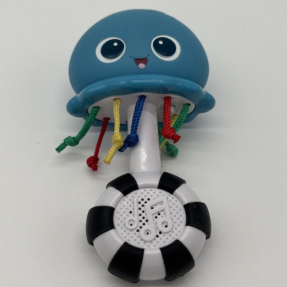 Baby Einstein Ocean Theme Light-Up Rattle Toy Blue Developmental Motor Skills